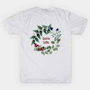 Flowers Berries Watercolors Plant Garden Floral T-Shirt